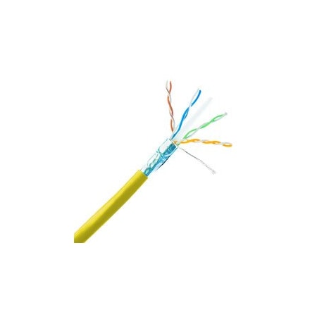 Cable Wholesale Plenum Shielded Cat6a Yellow Copper Ethernet Cable, 10 Gigabit Solid, CMP, POE Compliant, 14X6-581NH